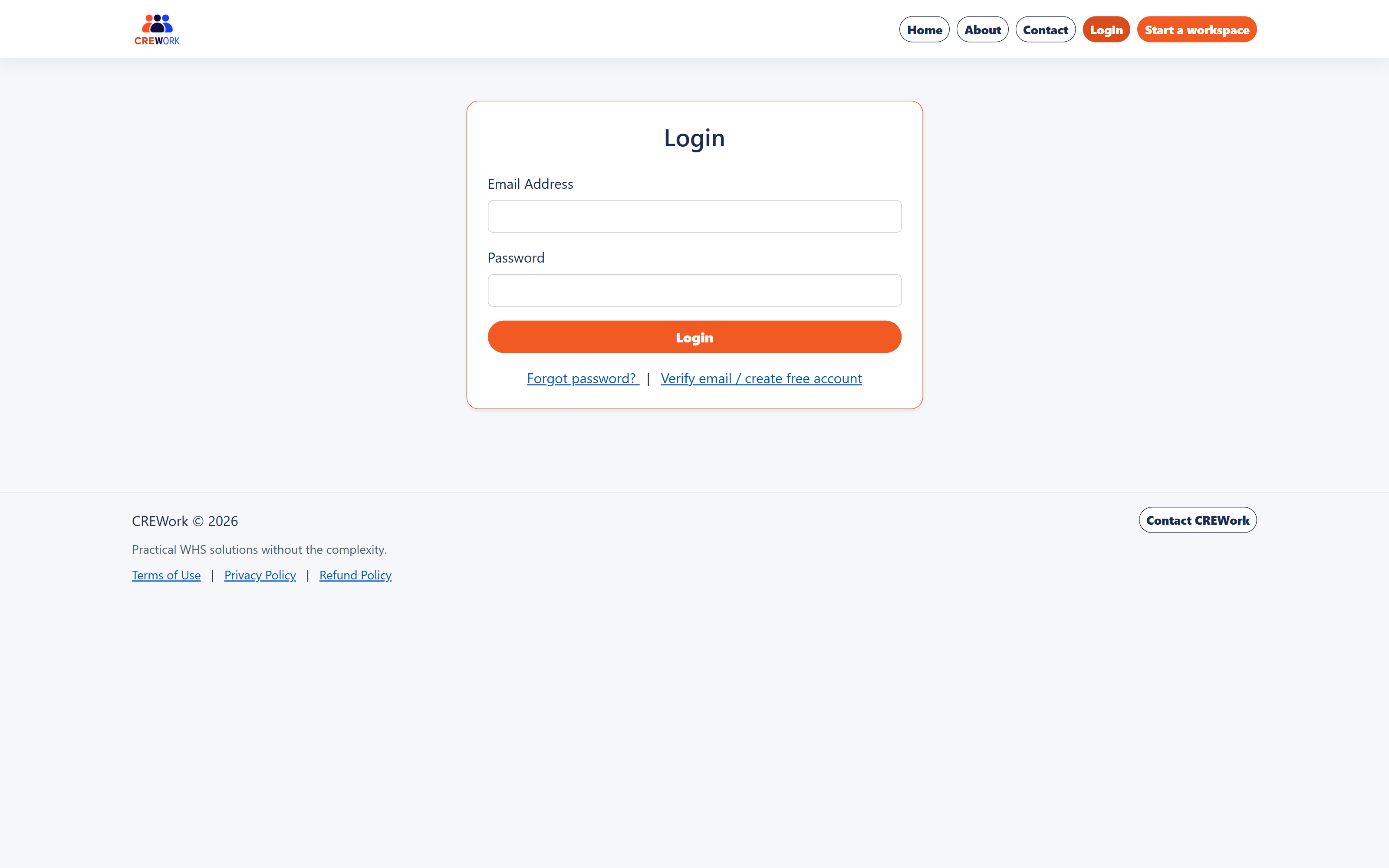 CREWork login page
