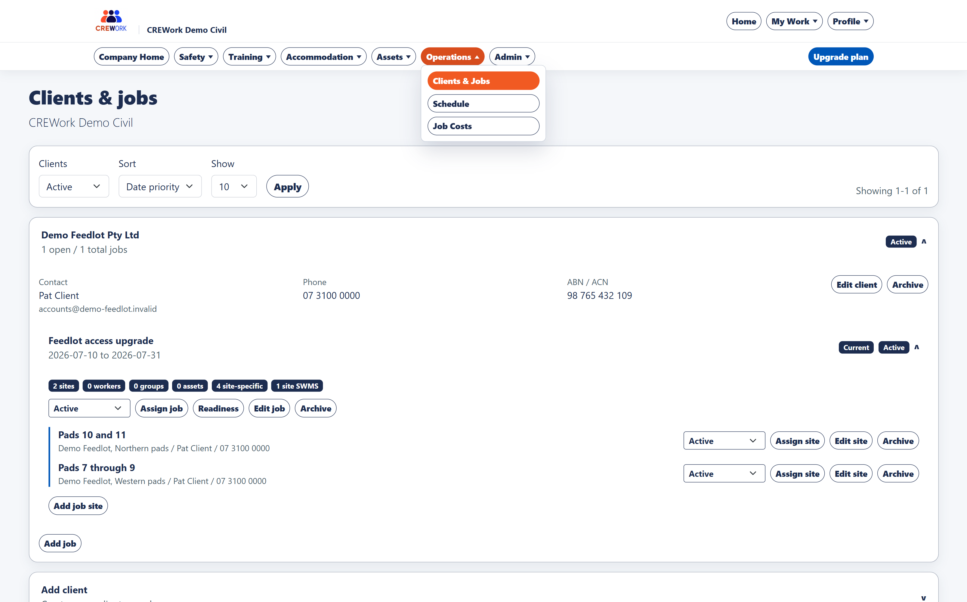 CREWork clients jobs and job sites
